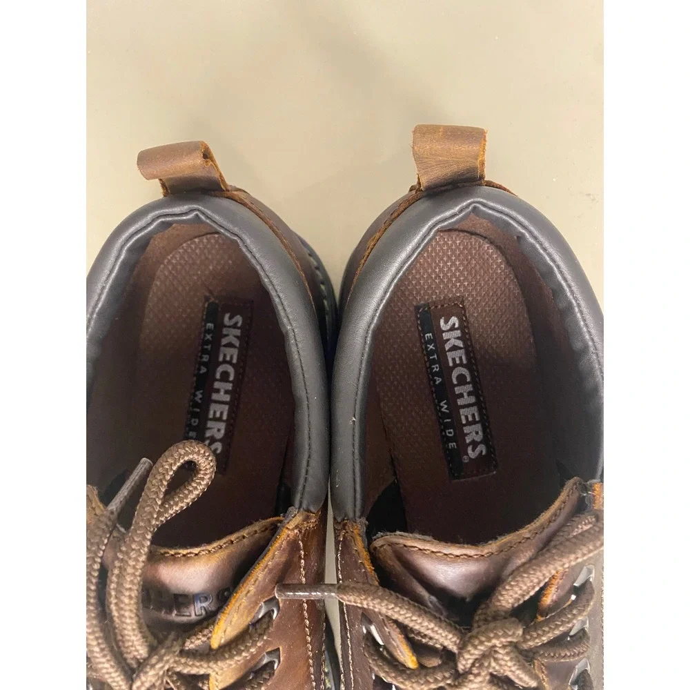 Skechers Mens Brown Leather Tom Cats Boots Utility Shoes Brown 11 Extra Wide